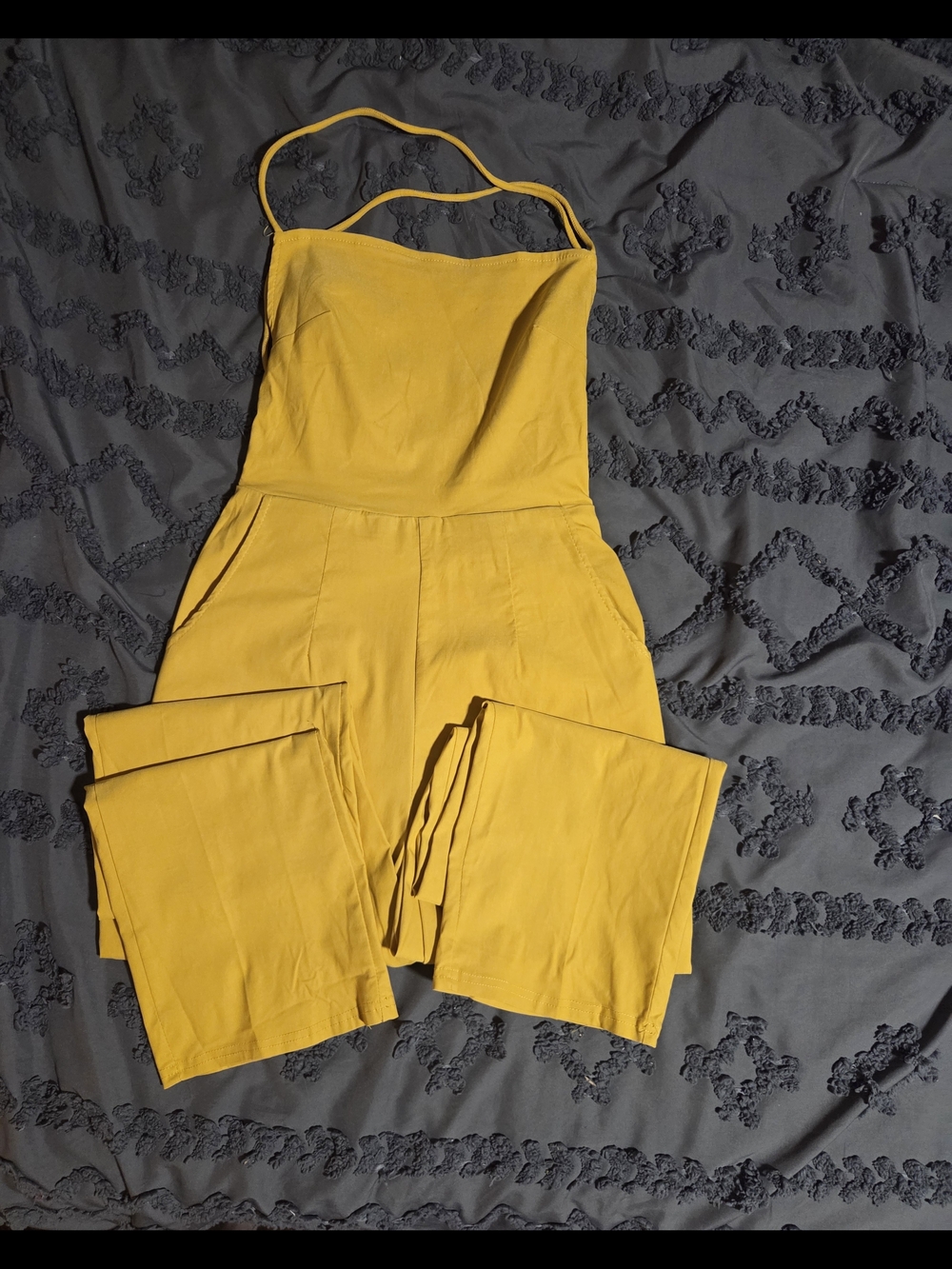 Hera Collection Yellow Strapless-Look Straight Jumpsuit - Picture 2 of 3